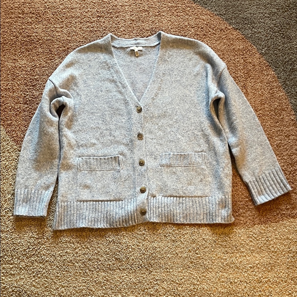 Light Blue Cardigan Women's S Coastal College Preppy Grandpa Oversize Lounge